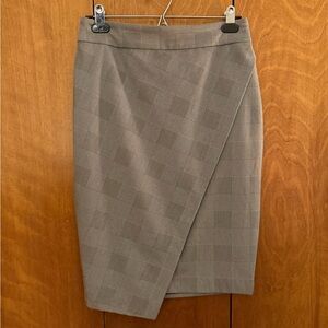 Express Gray Plaid Wrap Pencil Skirt